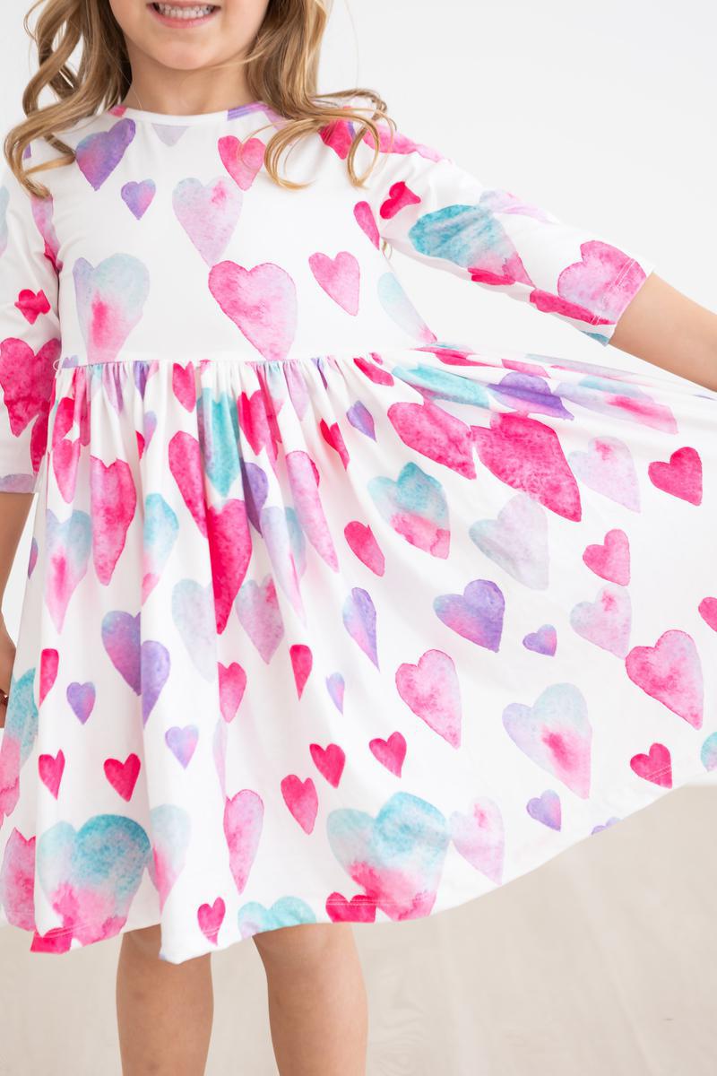 Light Hearted 3/4 Sleeve Pocket Twirl Dress - Aaria Tees Aaria Tees