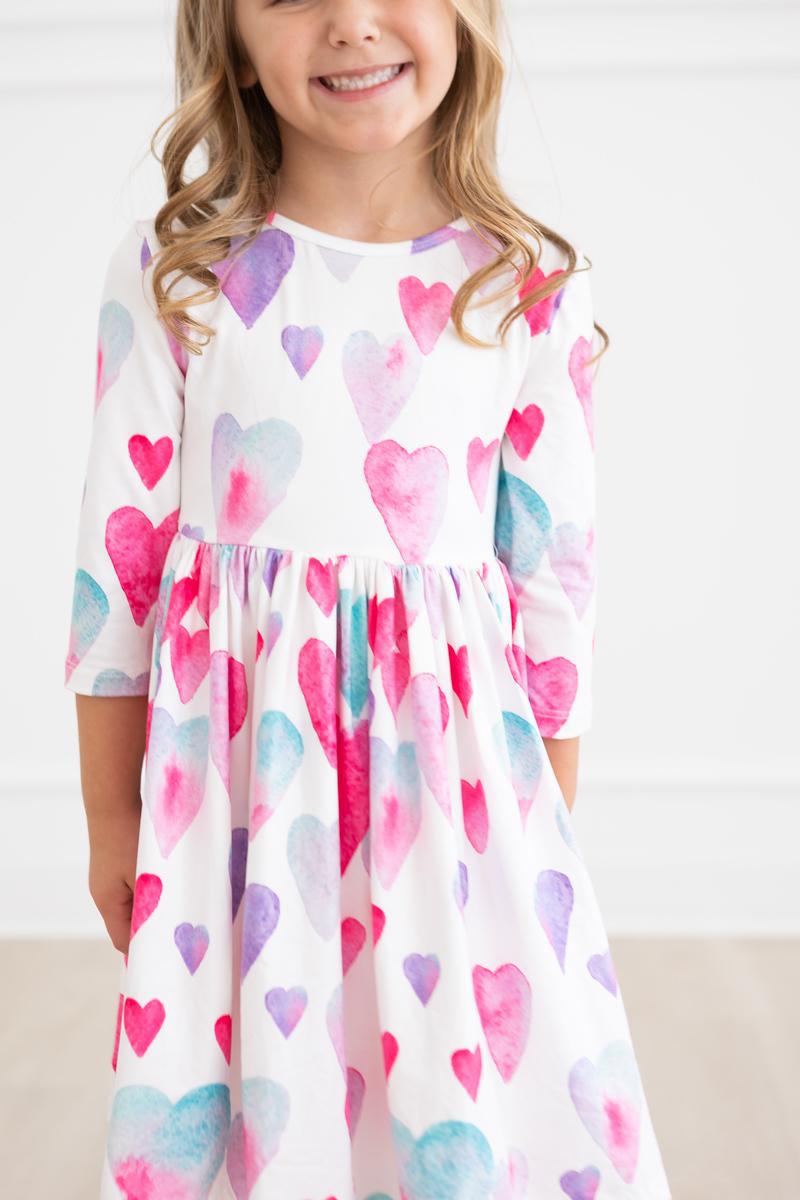 Light Hearted 3/4 Sleeve Pocket Twirl Dress - Aaria Tees Aaria Tees