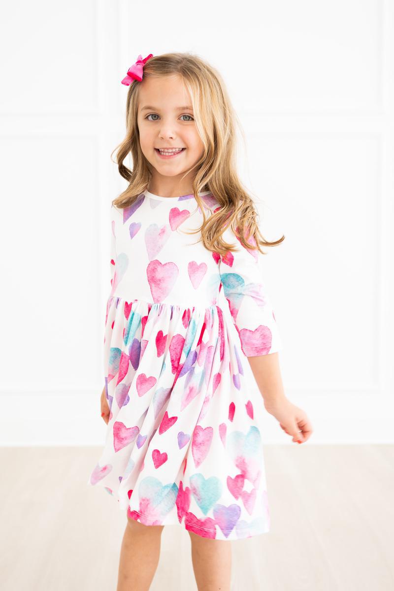 Light Hearted 3/4 Sleeve Pocket Twirl Dress - Aaria Tees Aaria Tees