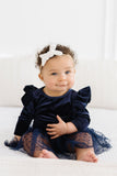 Light Navy Velvet Tutu Bodysuit - Aaria Tees Aaria Tees