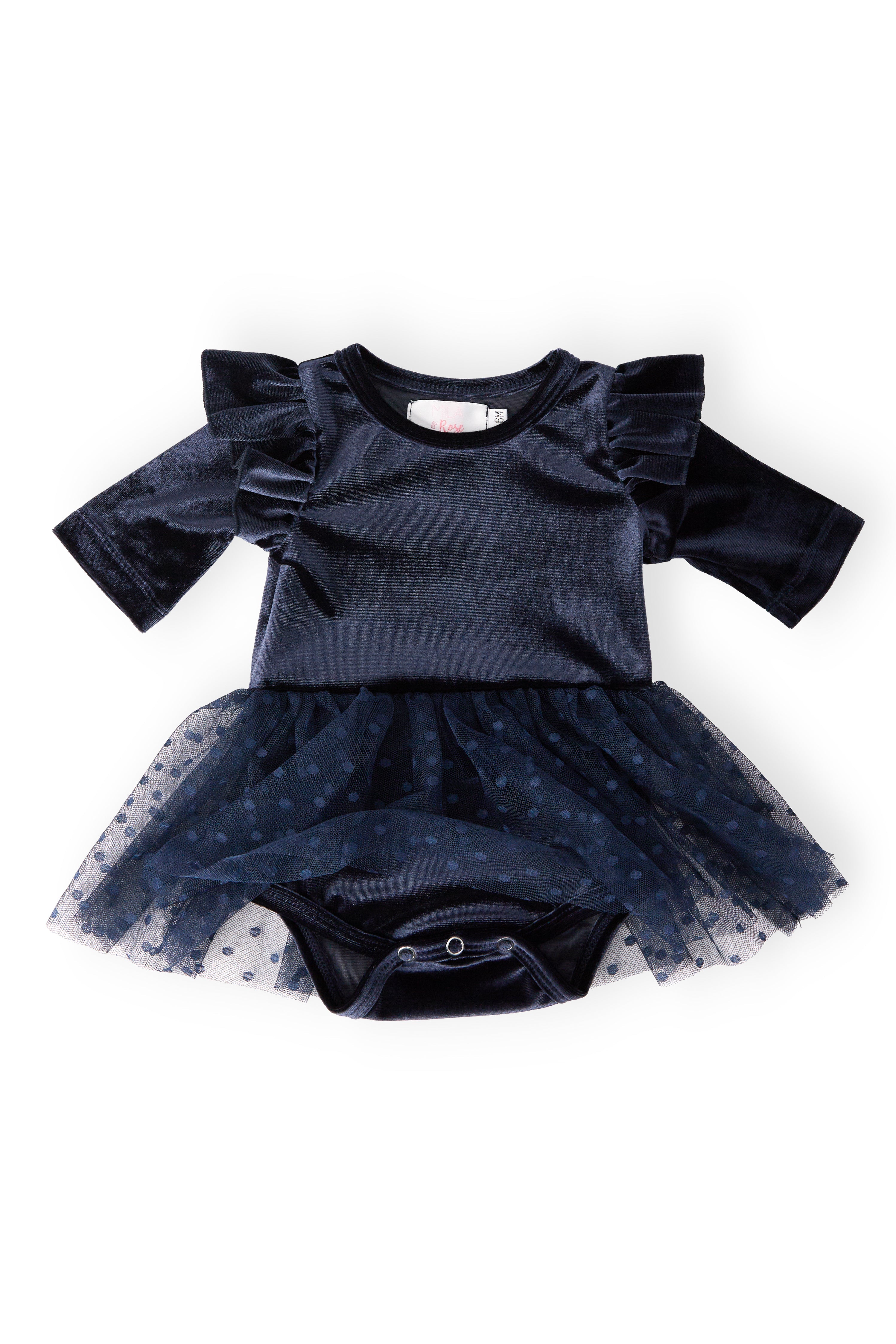 Light Navy Velvet Tutu Bodysuit - Aaria Tees Aaria Tees