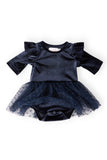 Light Navy Velvet Tutu Bodysuit - Aaria Tees Aaria Tees