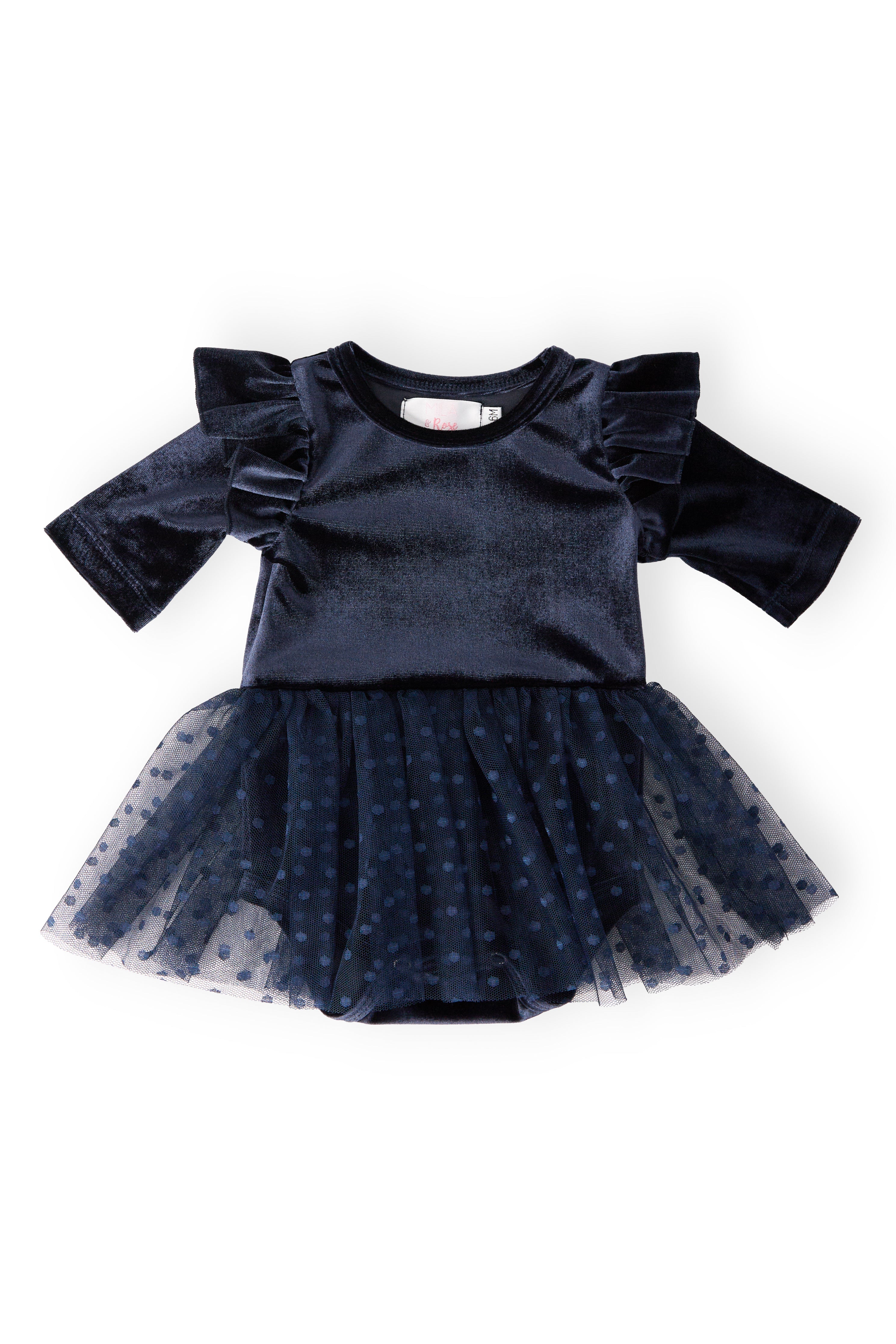 Light Navy Velvet Tutu Bodysuit - Aaria Tees Aaria Tees