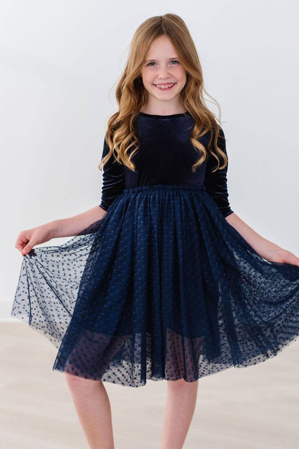 Light Navy Velvet Tutu Dress - Aaria Tees