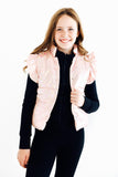 SALE Light Pink Checker Puffer Vest - Aaria Tees Aaria Tees