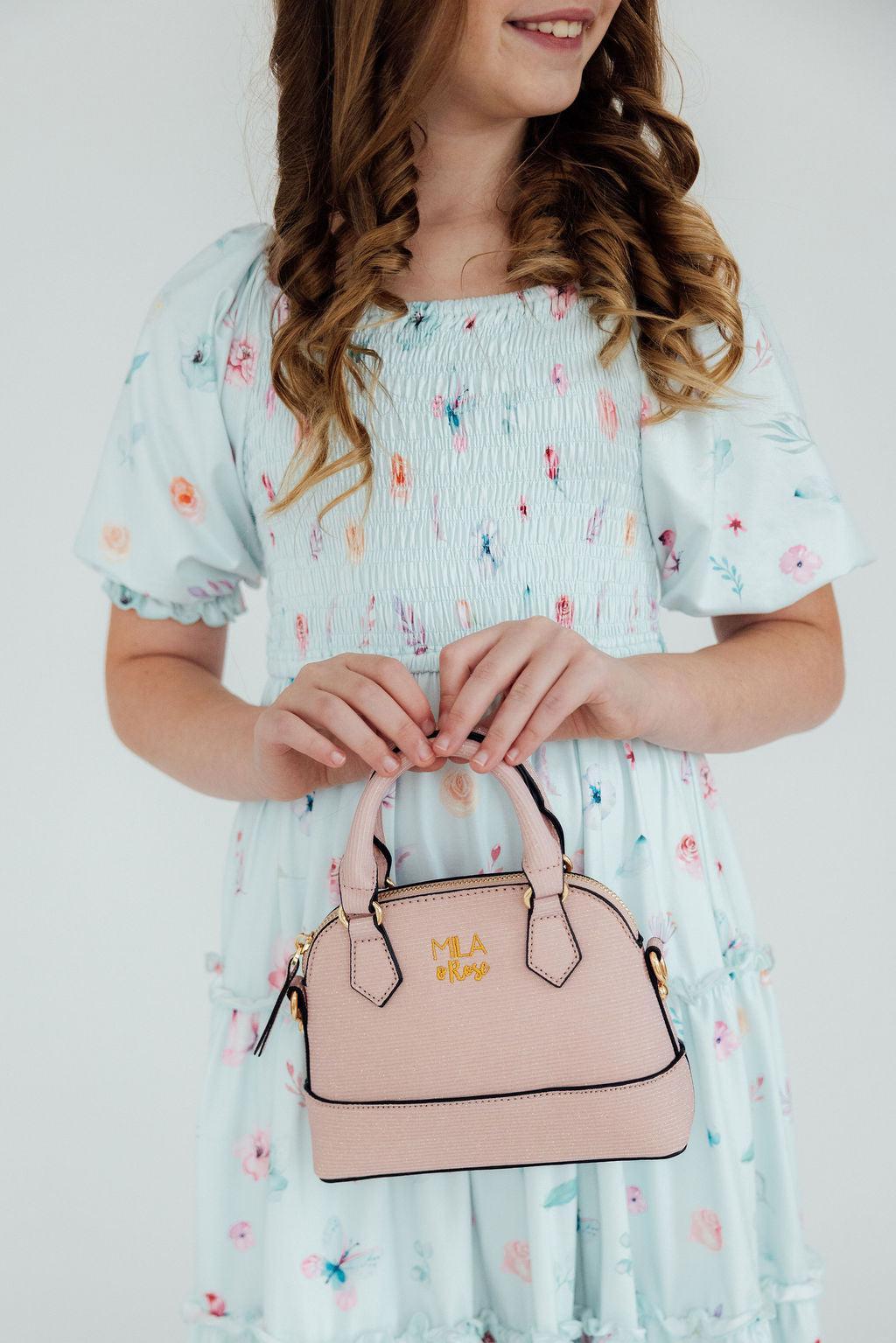 Light Pink Shimmer Girl's Crossbody Purse - Aaria Tees Aaria Tees