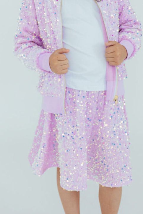 Lilac Velvet Sequin Twirl Skort - Aaria Tees
