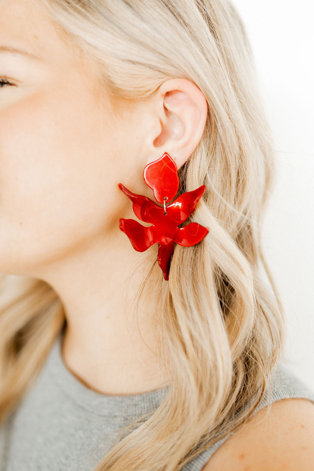 Flora Statement Earrings - Crimson - Aaria Tees Aaria Tees