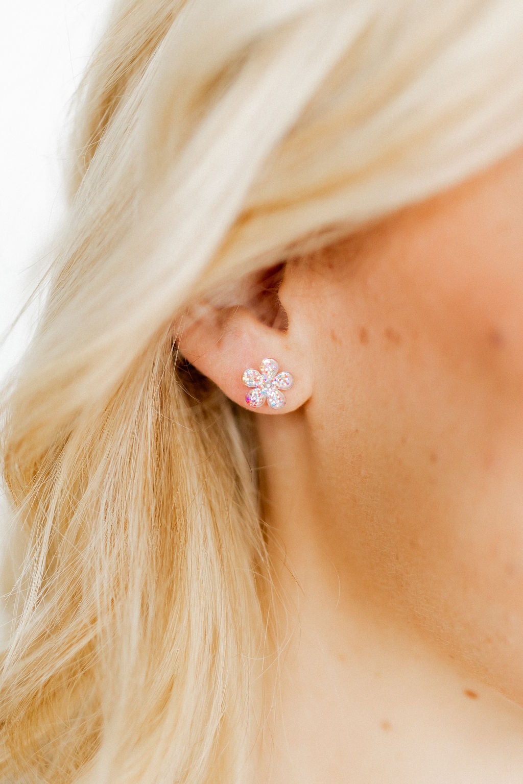 Jenna Stud Earrings - Flower Multi Glitter - Aaria Tees Aaria Tees