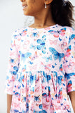 Little Flutters 3/4 Sleeve Pocket Twirl Dress - Aaria Tees Aaria Tees