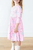 Little Miss Chickie 3/4 Sleeve Pocket Twirl Dress - Aaria Tees Aaria Tees
