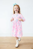 Little Miss Chickie 3/4 Sleeve Pocket Twirl Dress - Aaria Tees Aaria Tees
