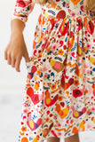 Little Red Hen 3/4 Sleeve Pocket Twirl Dress - Aaria Tees Aaria Tees