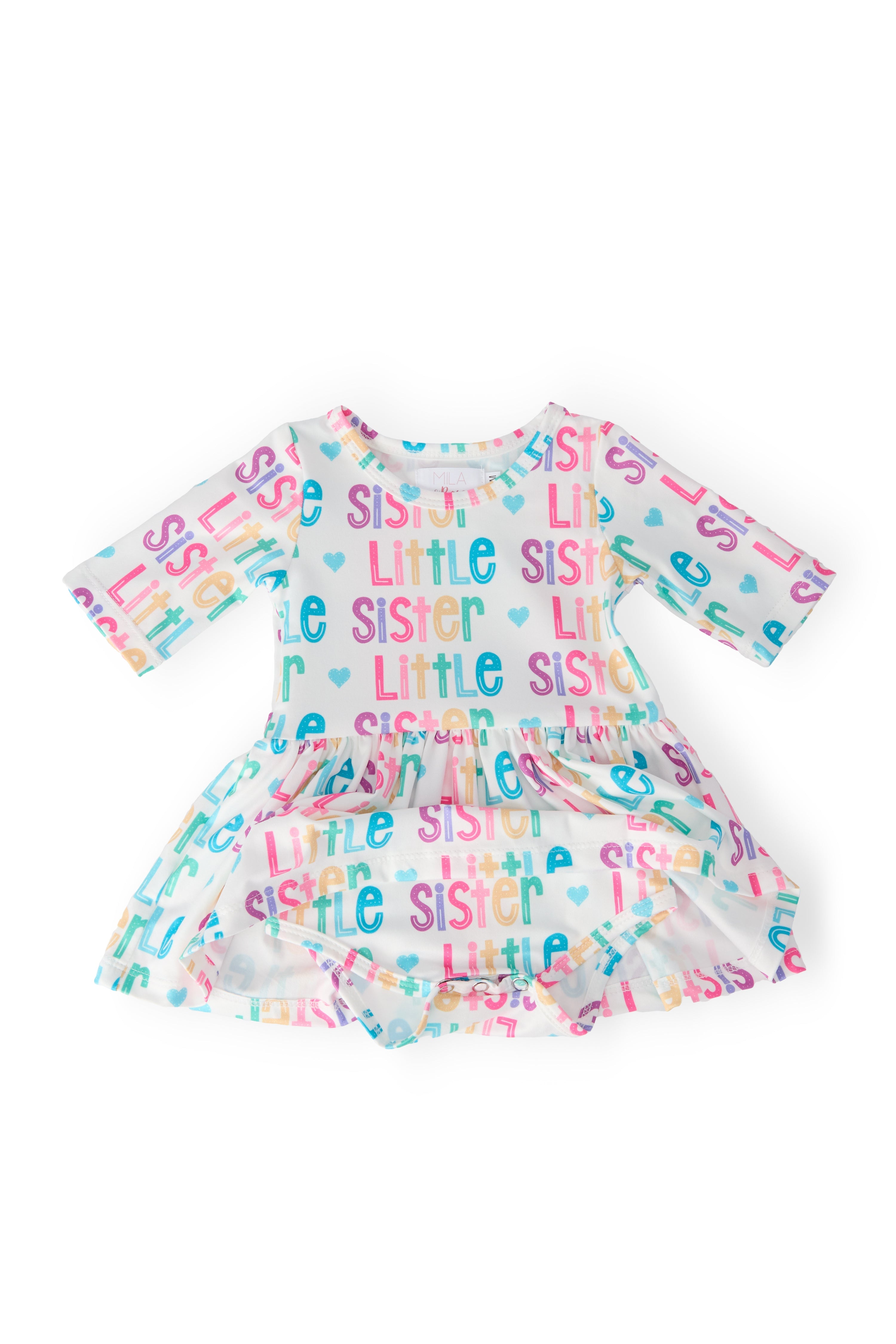 Little Sister 3/4 Sleeve Twirl Bodysuit - Aaria Tees Aaria Tees