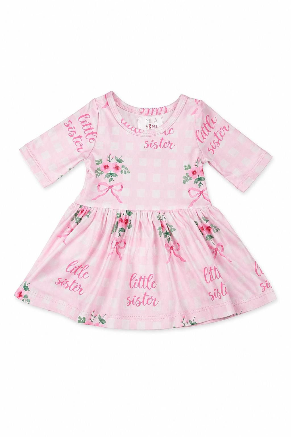 Little Sister Floral 3/4 Twirl Bodysuit - Aaria Tees Aaria Tees