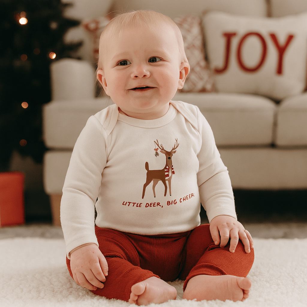 long sleeve graphic bodysuit | little deer big cheer - Aaria Tees Aaria Tees