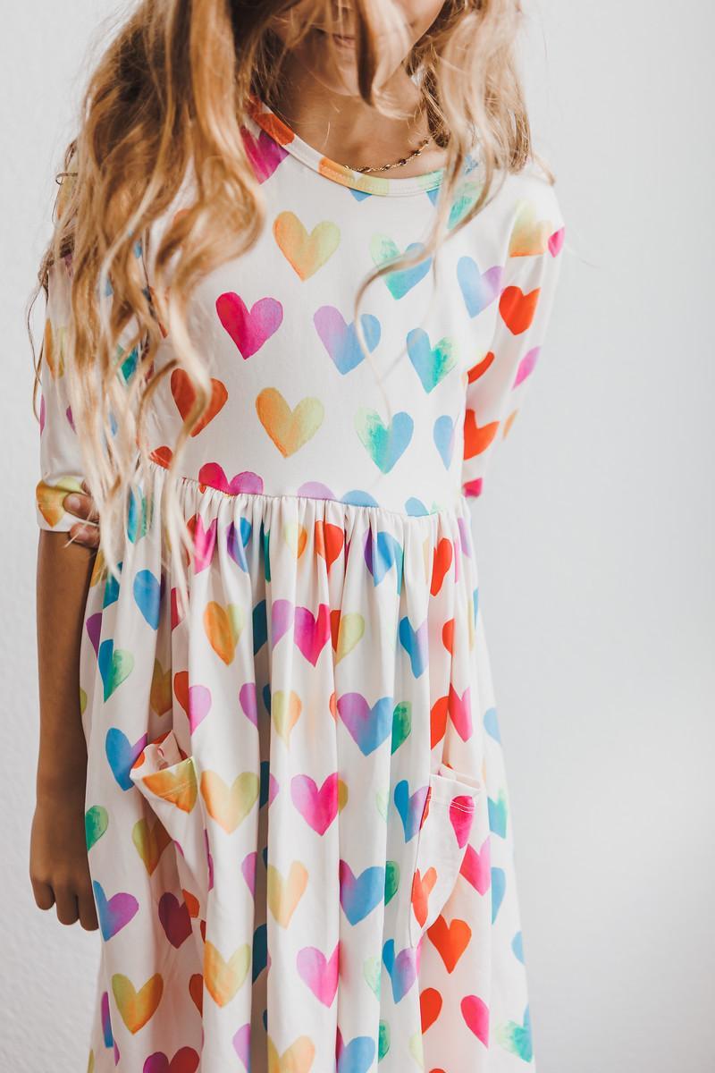 Lotta Love 3/4 Sleeve Pocket Twirl Dress - Aaria Tees Aaria Tees