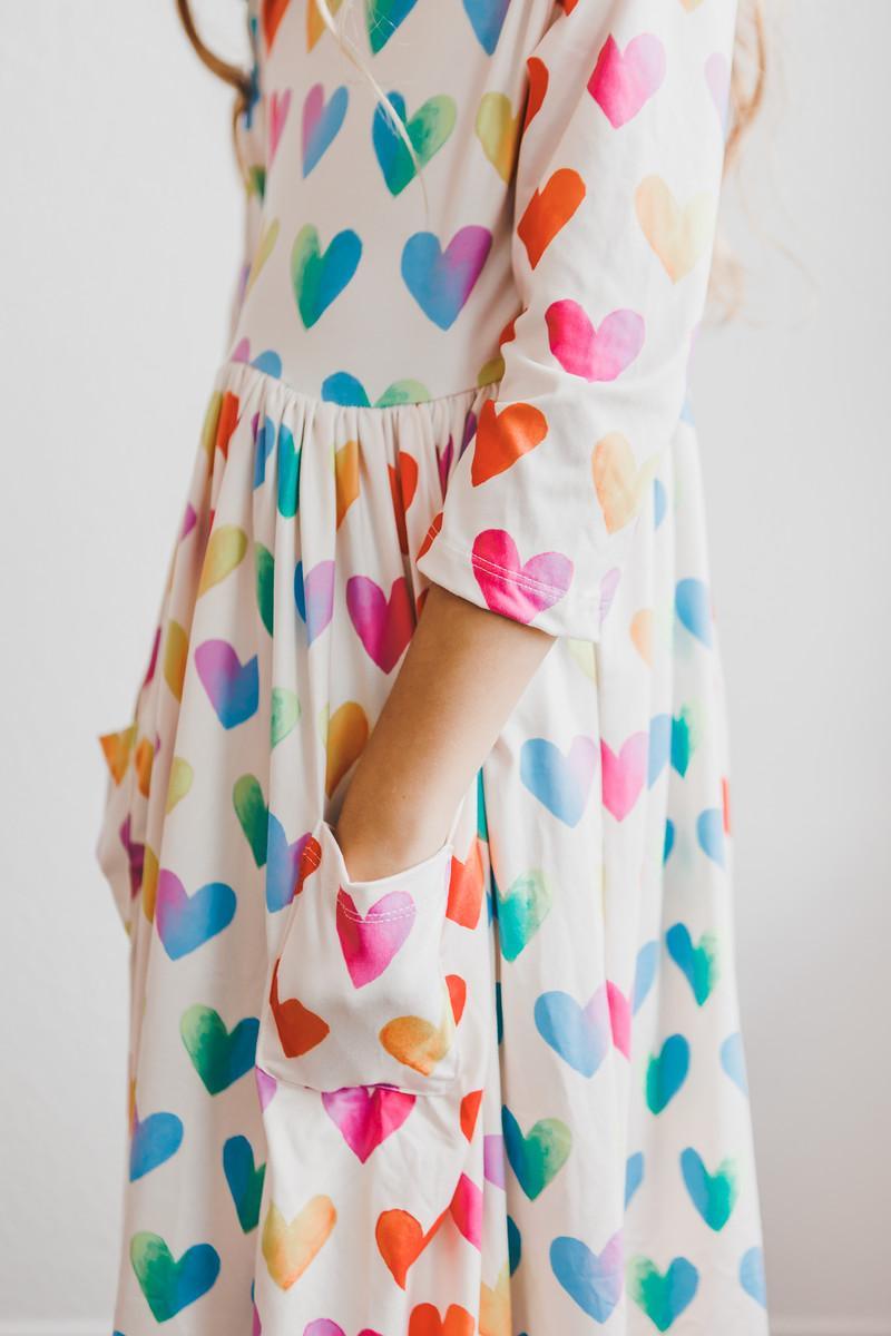 Lotta Love 3/4 Sleeve Pocket Twirl Dress - Aaria Tees Aaria Tees