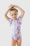 Love Blooms S/S Flutter Sleeve Leotard - Aaria Tees Aaria Tees