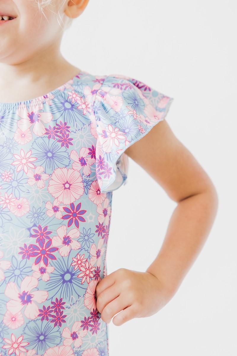 Love Blooms S/S Flutter Sleeve Leotard - Aaria Tees Aaria Tees
