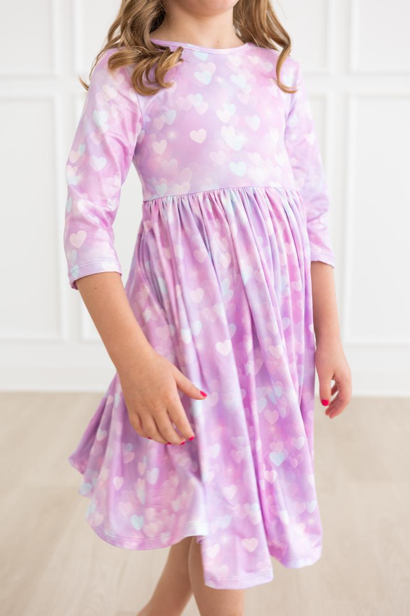 Love Story 3/4 Sleeve Pocket Twirl Dress - Aaria Tees Aaria Tees