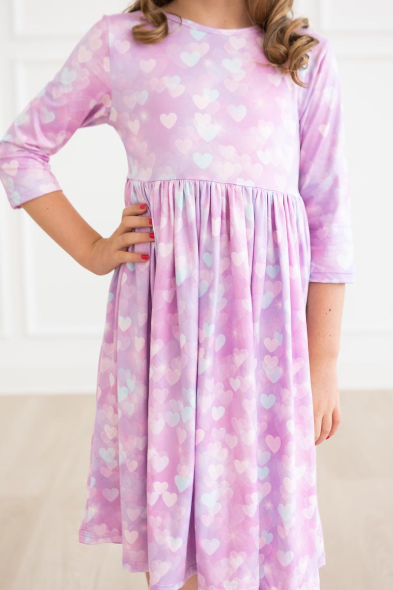 Love Story 3/4 Sleeve Pocket Twirl Dress - Aaria Tees Aaria Tees