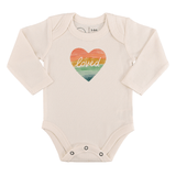 long sleeve graphic bodysuit | loved rainbow heart - Aaria Tees Aaria Tees