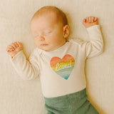 long sleeve graphic bodysuit | loved rainbow heart - Aaria Tees Aaria Tees