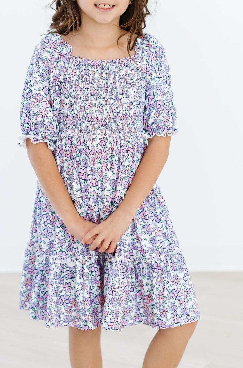 Lovely Lavender Smocked Ruffle Dress - Aaria Tees Aaria Tees