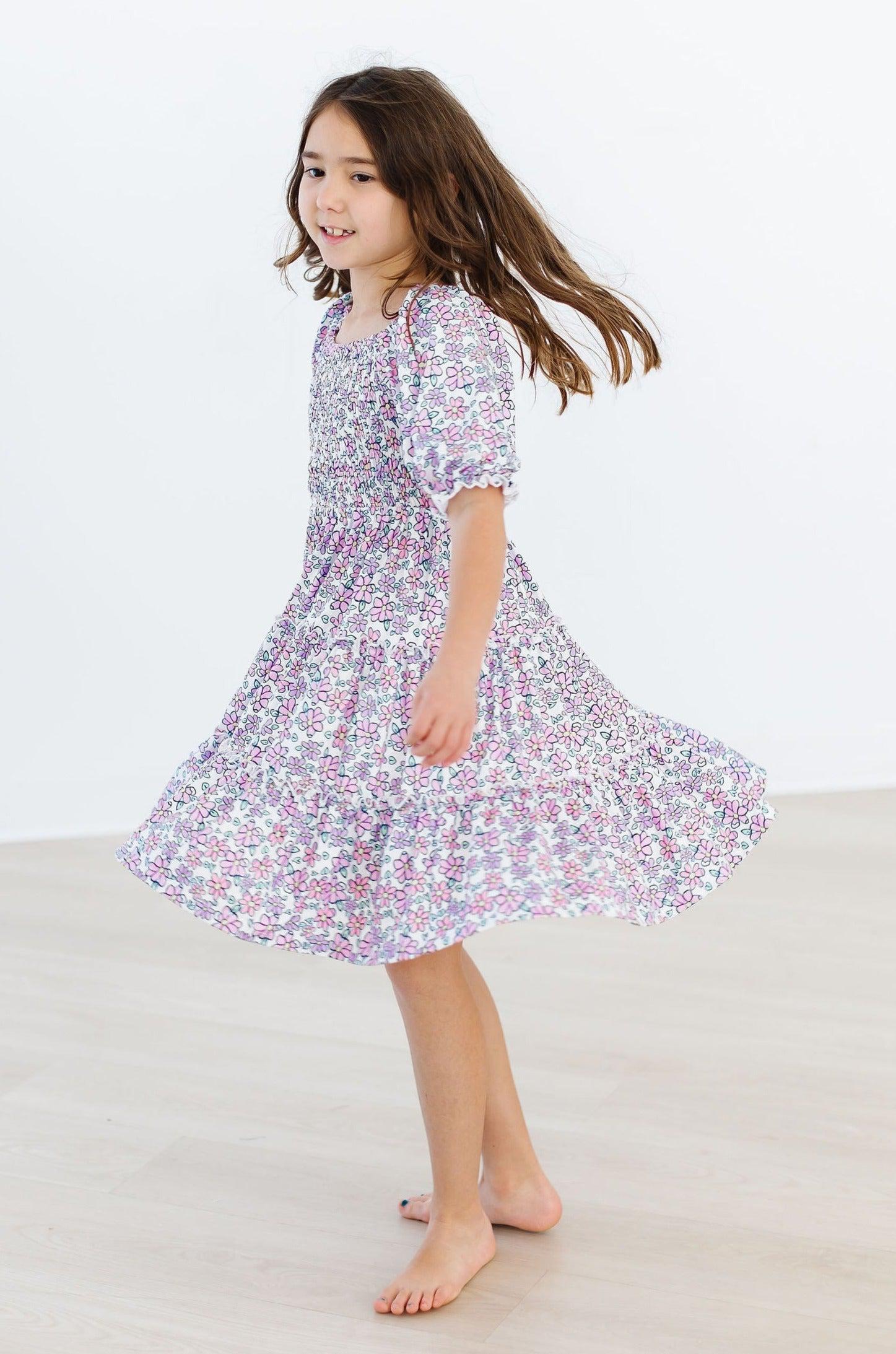 Lovely Lavender Smocked Ruffle Dress - Aaria Tees Aaria Tees