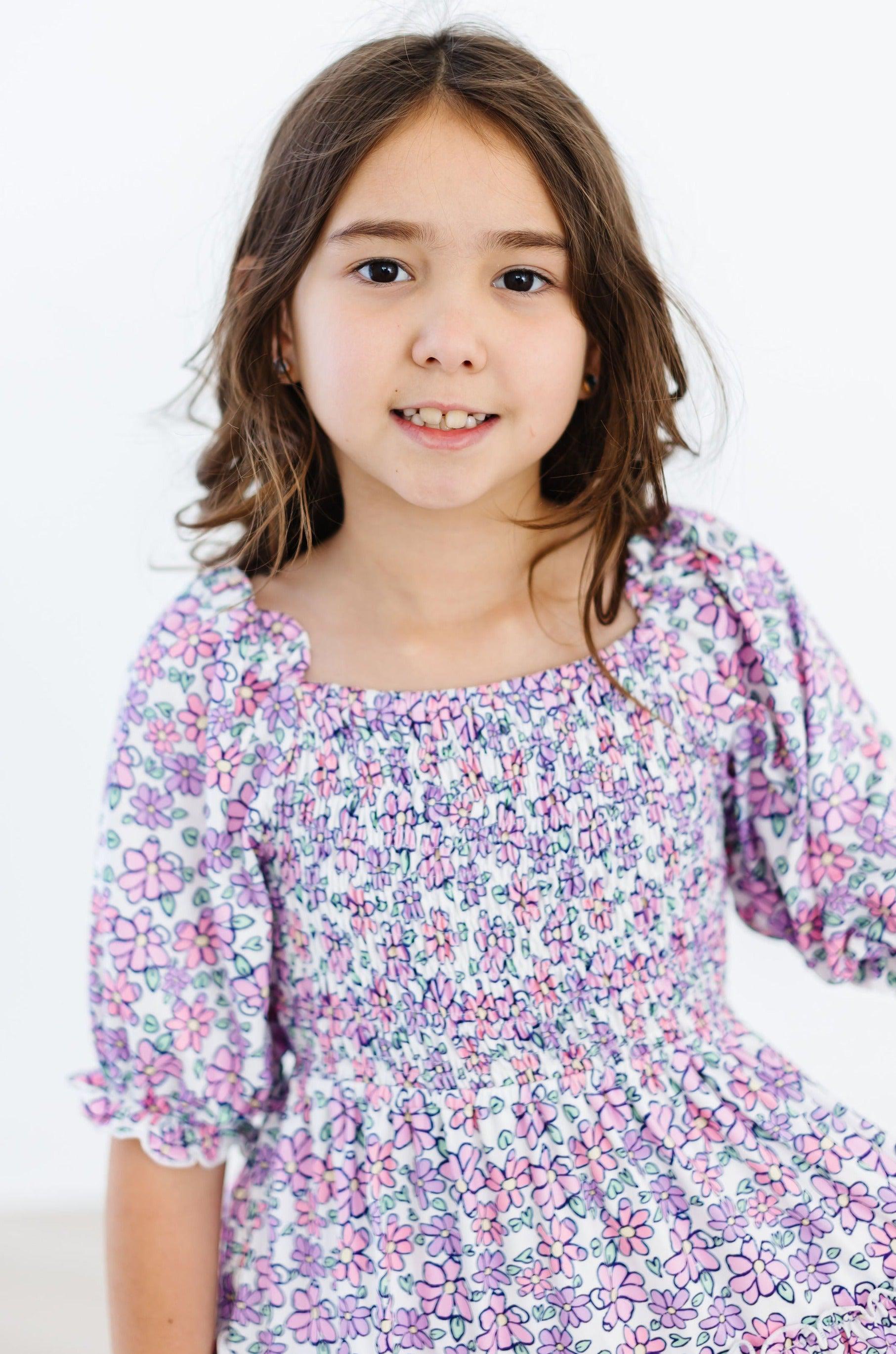 Lovely Lavender Smocked Ruffle Dress - Aaria Tees Aaria Tees