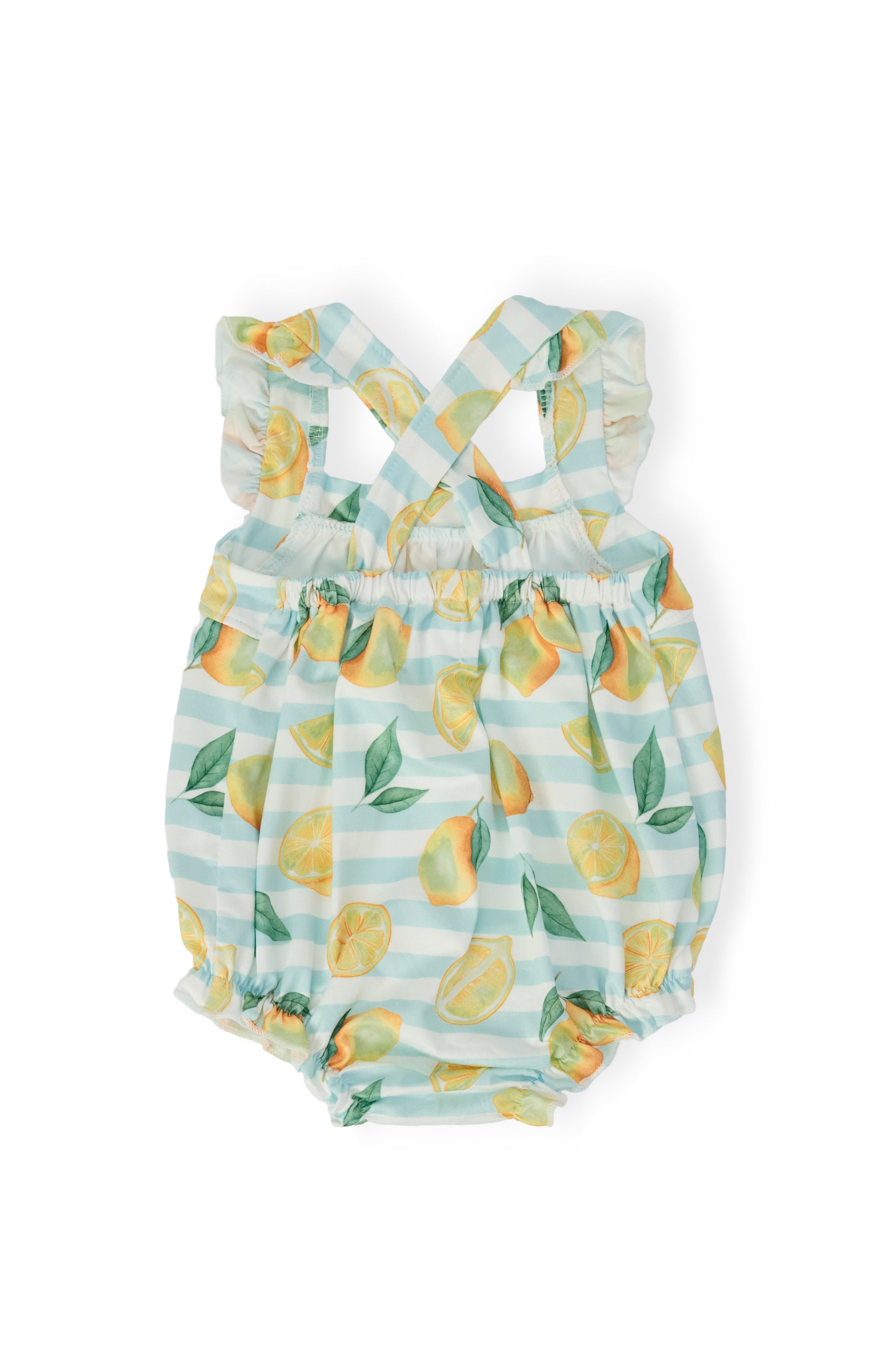 Lovely Lemons Ruffle Cross Back Romper - Aaria Tees Aaria Tees