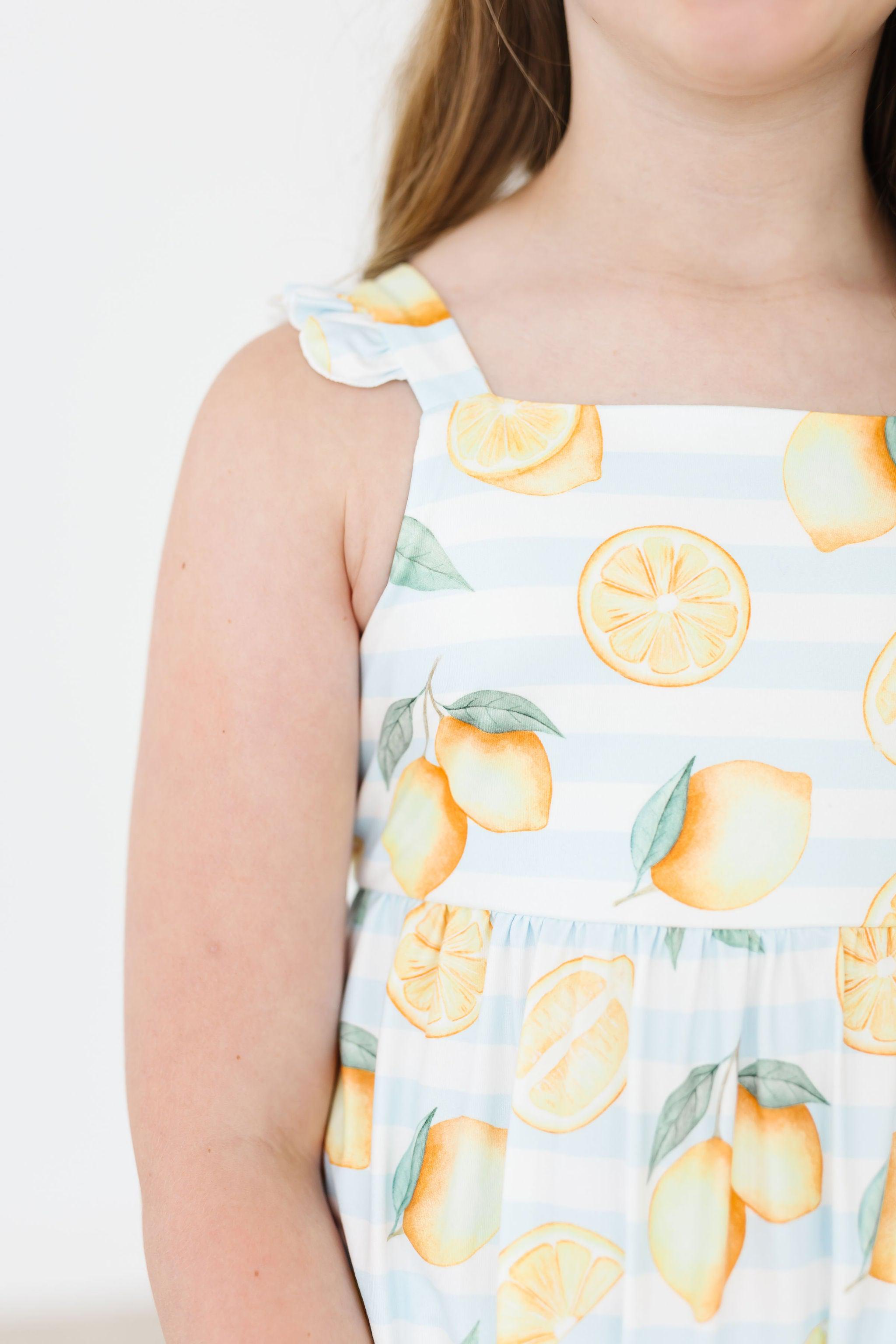 Lovely Lemons Ruffle Maxi Dress - Aaria Tees Aaria Tees