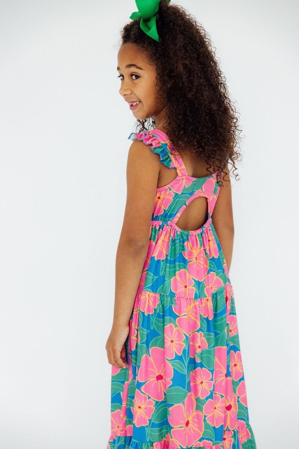 Luau Floral Ruffle Maxi Dress - Aaria Tees Aaria Tees