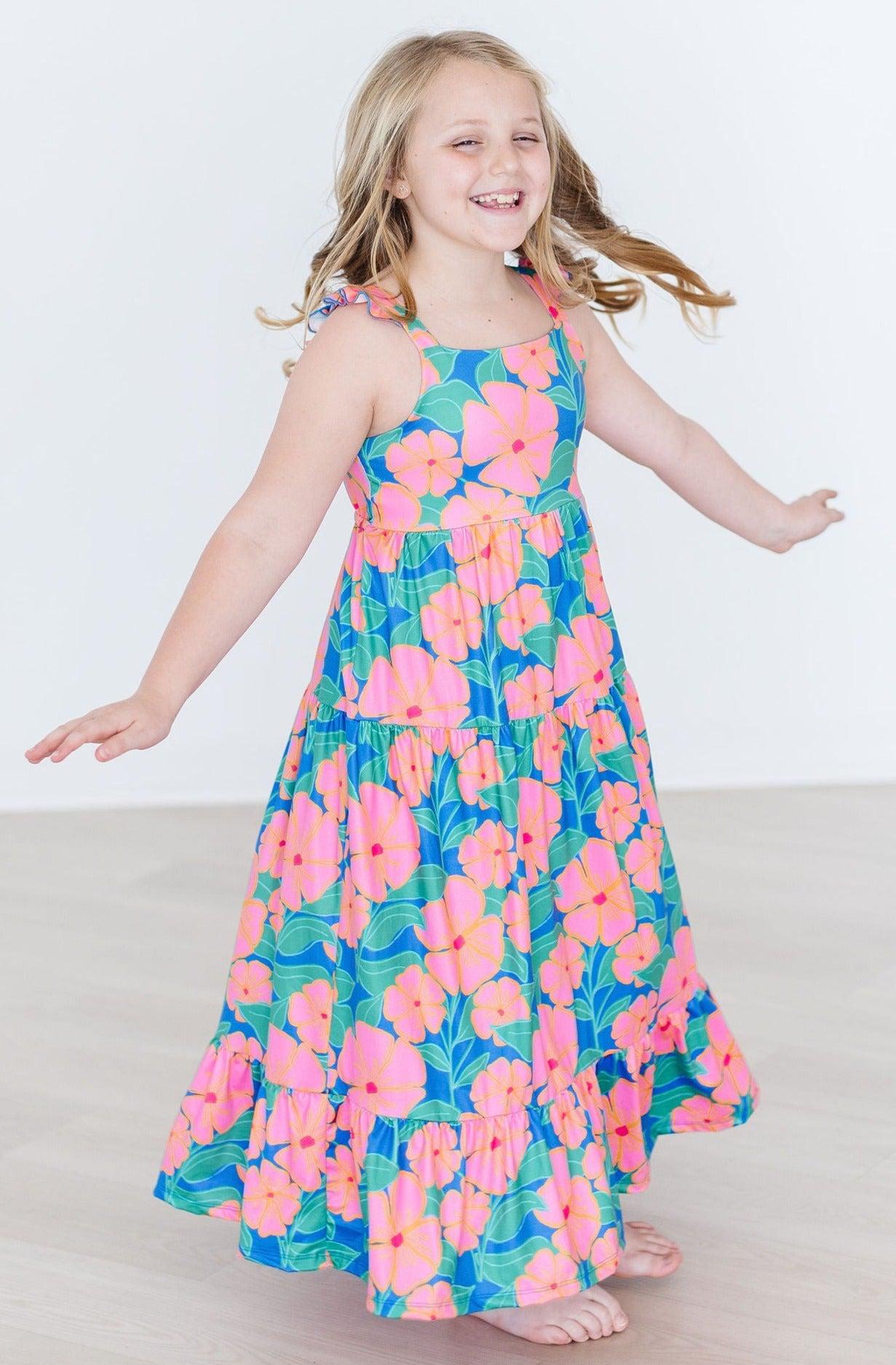 Luau Floral Ruffle Maxi Dress - Aaria Tees Aaria Tees