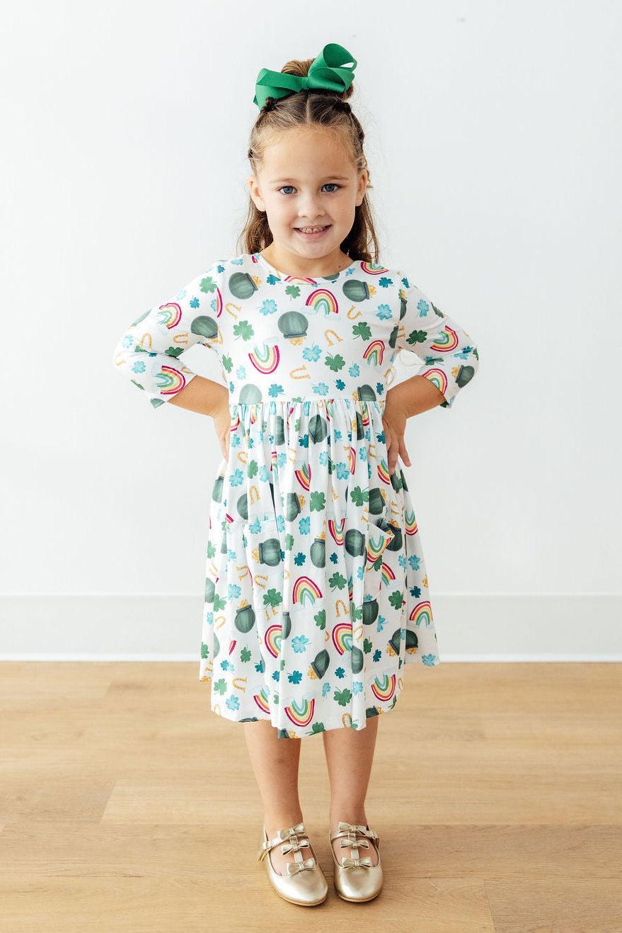 Luck of the Irish 3/4 Sleeve Pocket Twirl Dress - Aaria Tees Aaria Tees
