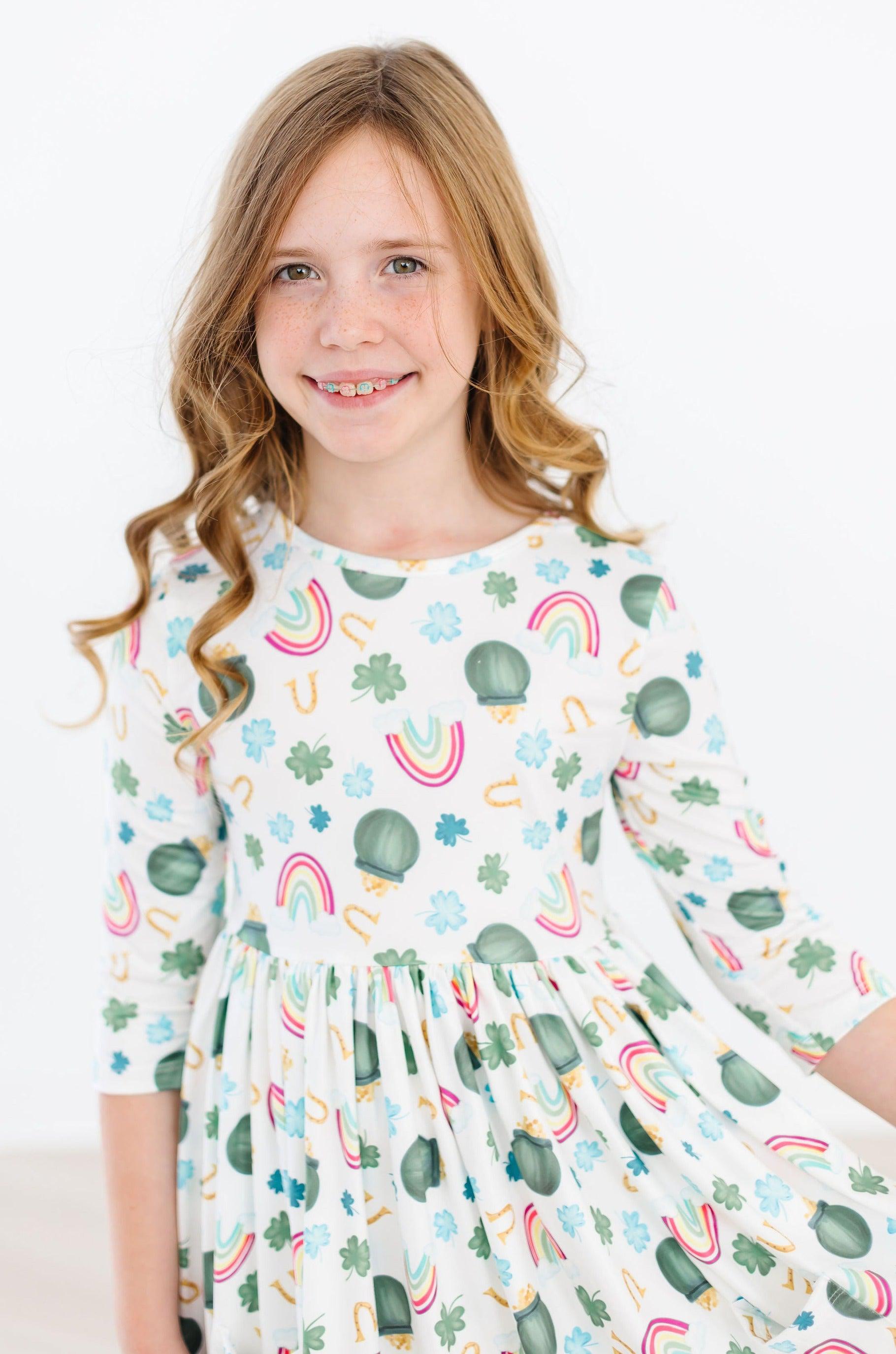 Luck of the Irish 3/4 Sleeve Pocket Twirl Dress - Aaria Tees Aaria Tees