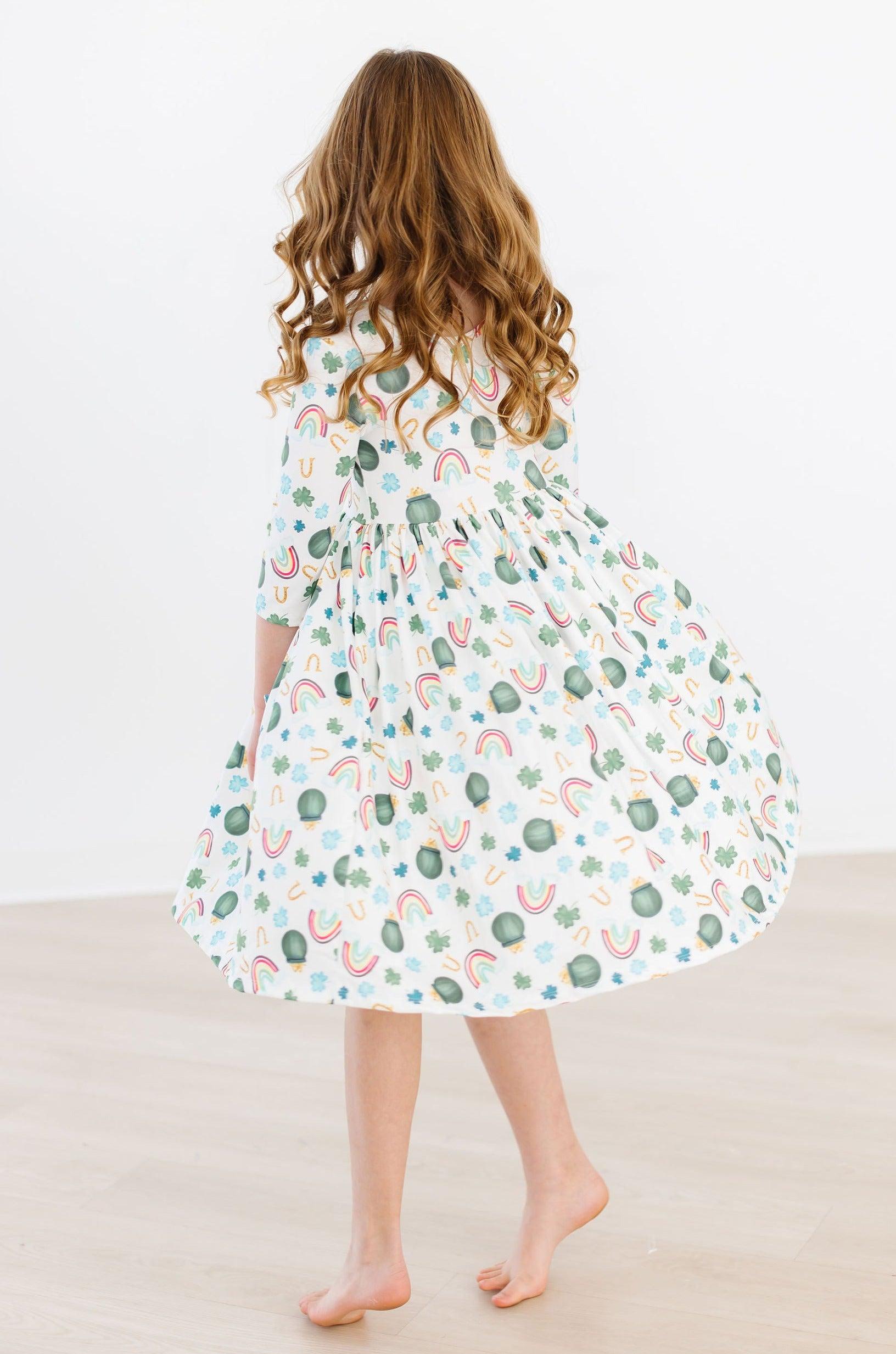 Luck of the Irish 3/4 Sleeve Pocket Twirl Dress - Aaria Tees Aaria Tees