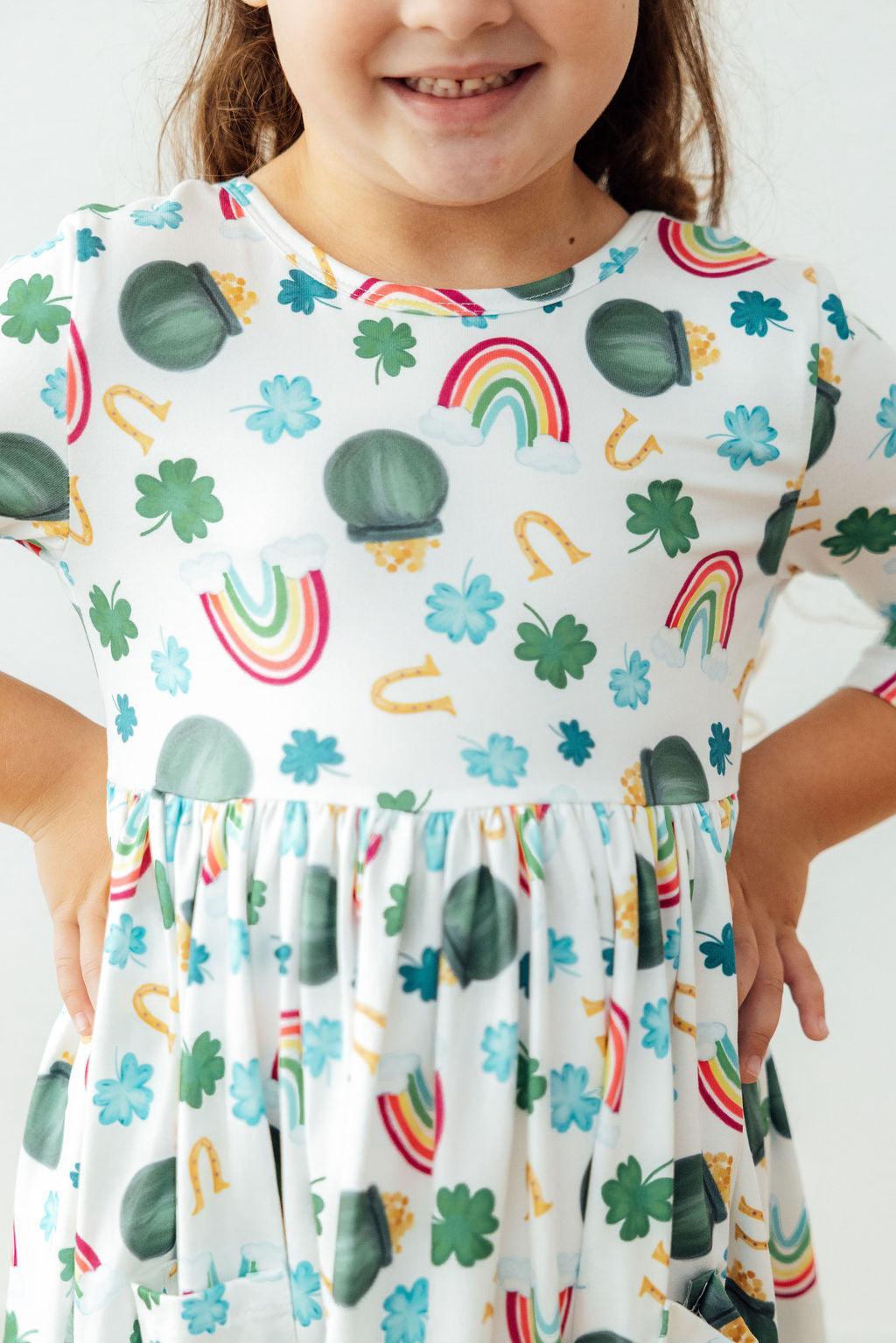 Luck of the Irish 3/4 Sleeve Pocket Twirl Dress - Aaria Tees Aaria Tees
