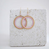 Rose Quartz Halo Earrings Aaria Tees