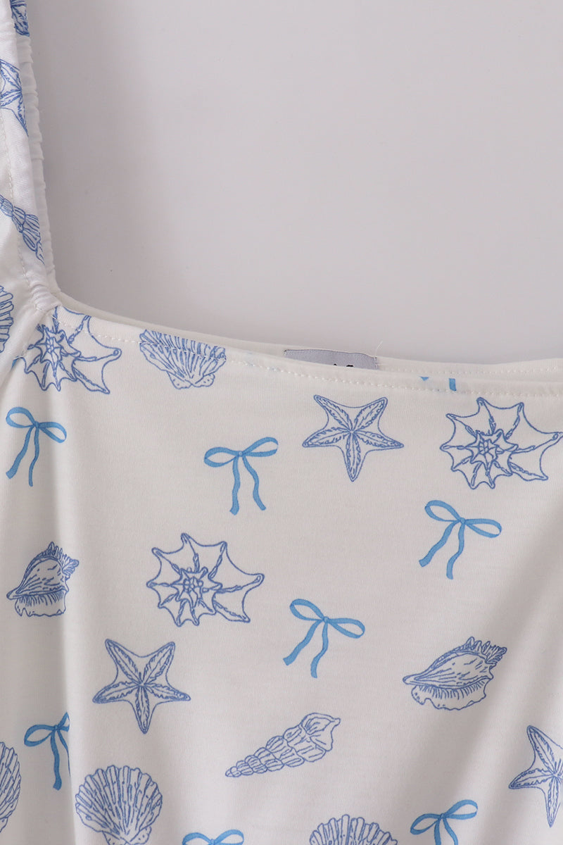 Blue seashell bow mom&me dress - Aaria Tees Aaria Tees