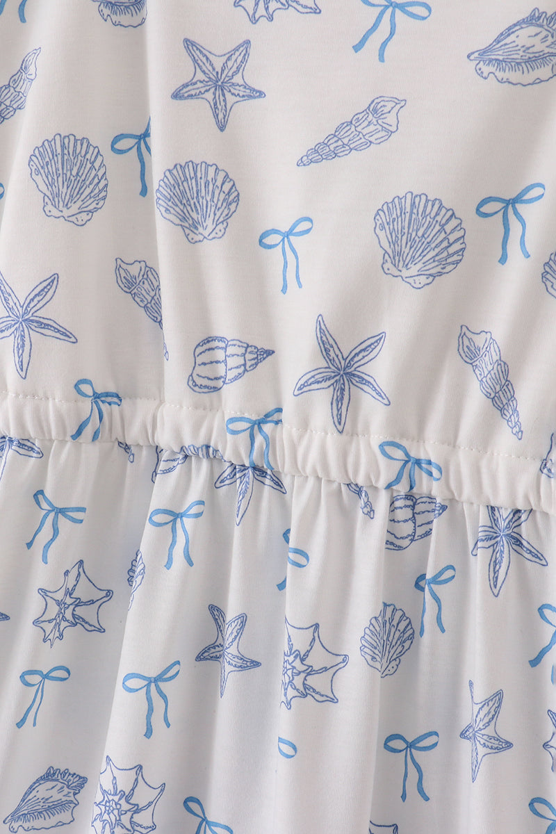 Blue seashell bow mom&me dress - Aaria Tees Aaria Tees