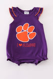 Purple I love clemson applique ruffle bubble - Aaria Tees Aaria Tees