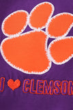 Purple I love clemson applique ruffle bubble - Aaria Tees Aaria Tees
