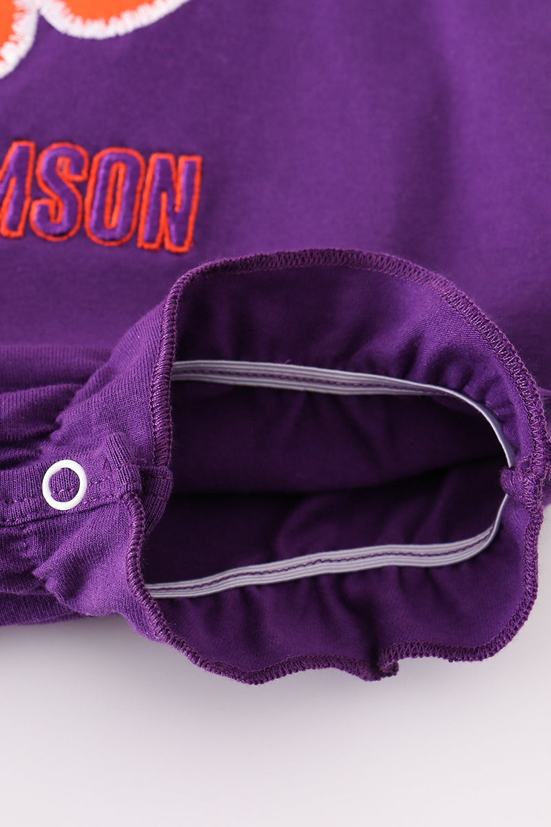 Purple I love clemson applique ruffle bubble - Aaria Tees Aaria Tees