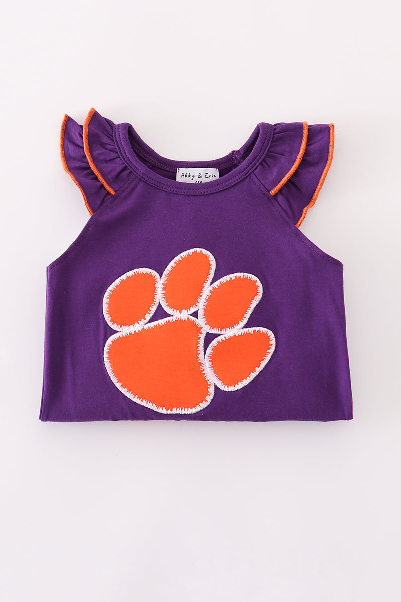 Purple I love clemson applique ruffle bubble - Aaria Tees Aaria Tees