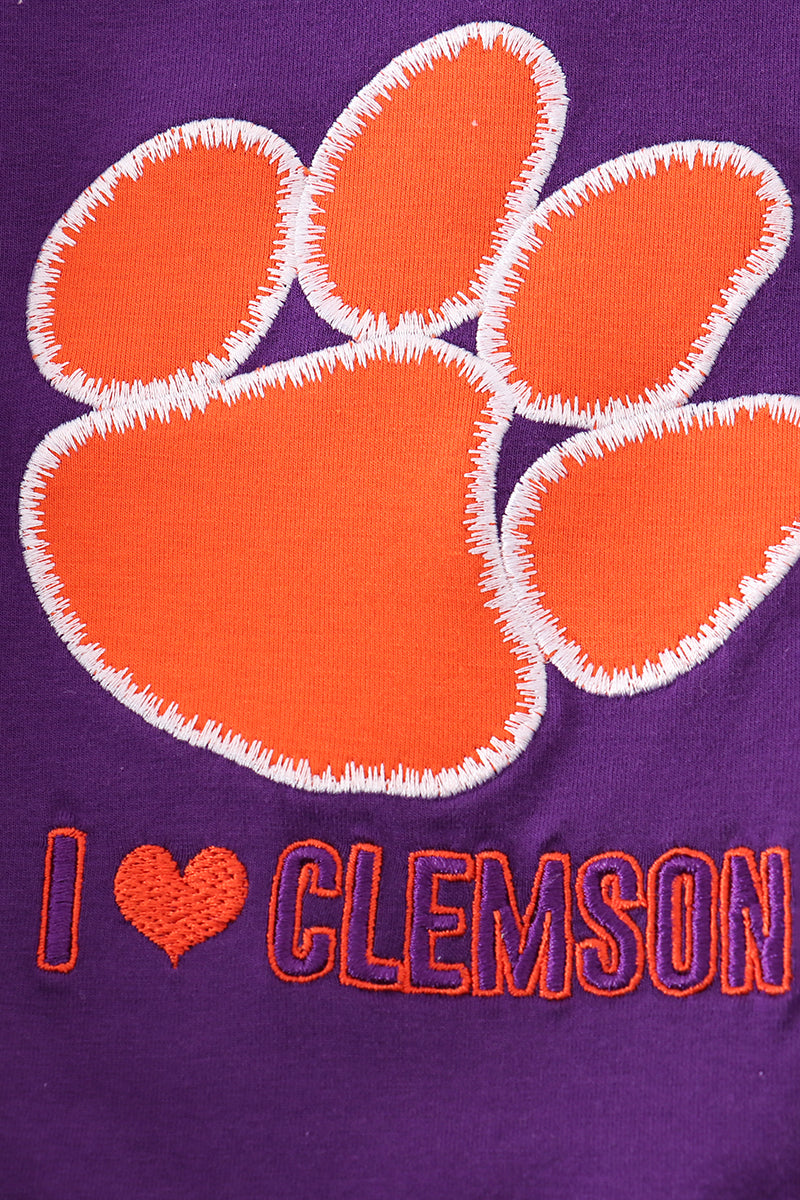 Purple I love clemson applique bubble - Aaria Tees Aaria Tees