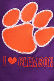 Purple I love clemson applique bubble - Aaria Tees Aaria Tees