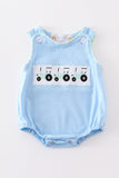Blue tractor embroidery boy bubble Aaria Tees