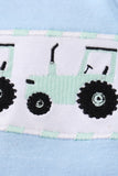 Blue tractor embroidery boy bubble Aaria Tees